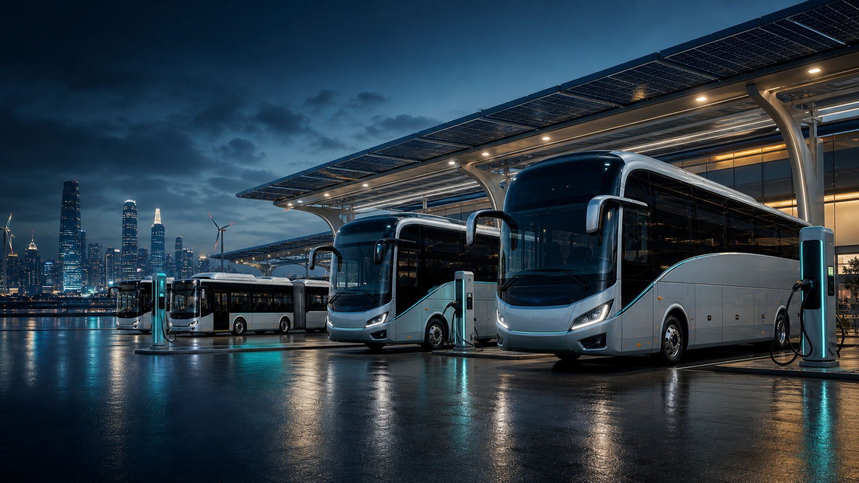 GDBUSHK global new energy bus fleet at a clean-energy charging hub
